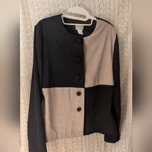 Vintage Fashion Bug Stretch Black and Tan Women's Cardigan Sweater